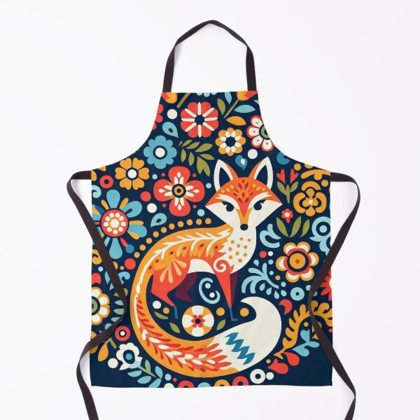 Item preview, Whimsical Fox Colourful Floral Circle - Scandinavian Folk Art by heidiannemorris © designed and sold by FOLK ART FUSION by heidiannemorris.