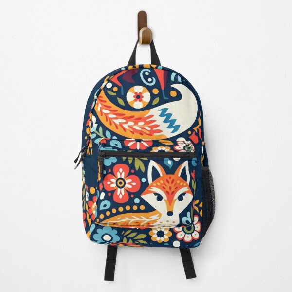 Item preview, Whimsical Fox Colourful Floral Circle - Scandinavian Folk Art by heidiannemorris © designed and sold by FOLK ART FUSION by heidiannemorris.