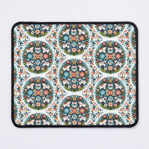 Item preview, Whimsical Scandinavian Cows Colourful Floral Circle - Scandinavian Folk Art by heidiannemorris © designed and sold by FOLK ART FUSION by heidiannemorris.