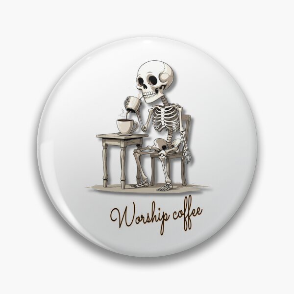 Item preview, worship coffee skeleton design designed and sold by VibeVault12.