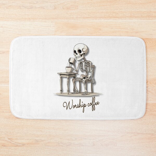 Item preview, worship coffee skeleton design designed and sold by VibeVault12.