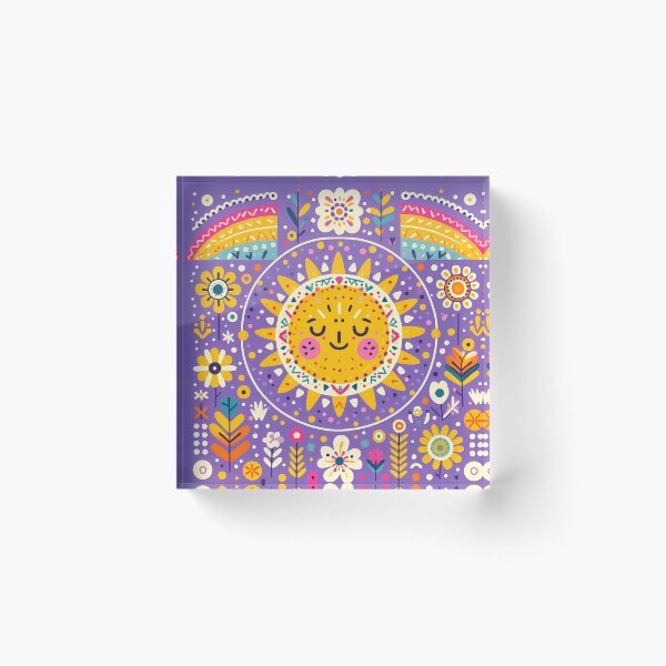 Item preview, Smiling Sun Cheerful Nordic Radiance - Scandinavian Folk Art by heidiannemorris © designed and sold by FOLK ART FUSION by heidiannemorris.