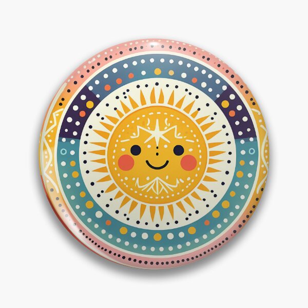 Item preview, Yellow Smiling Sun Vibrant Nordic Radiance - Scandinavian Folk Art by heidiannemorris © designed and sold by FOLK ART FUSION by heidiannemorris.