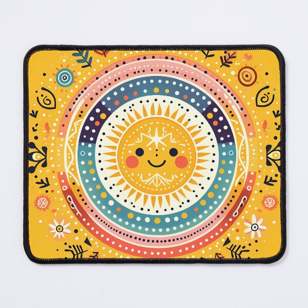 Item preview, Yellow Smiling Sun Vibrant Nordic Radiance - Scandinavian Folk Art by heidiannemorris © designed and sold by FOLK ART FUSION by heidiannemorris.