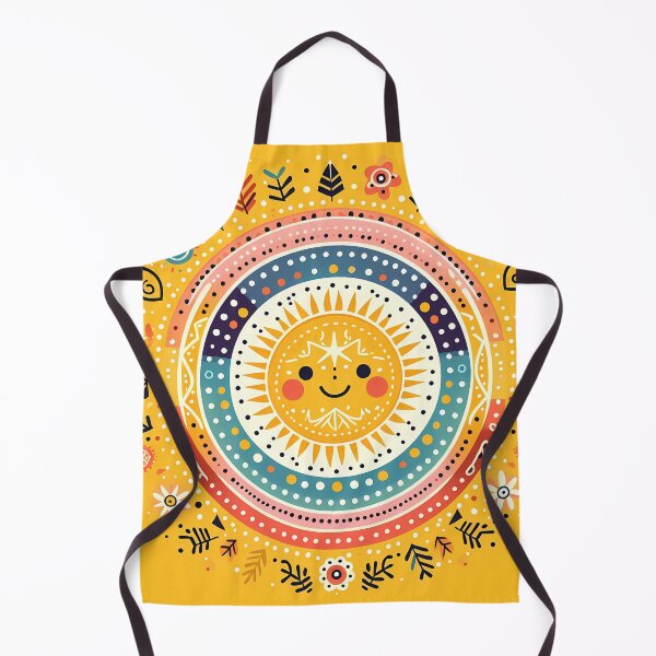 Item preview, Yellow Smiling Sun Vibrant Nordic Radiance - Scandinavian Folk Art by heidiannemorris © designed and sold by FOLK ART FUSION by heidiannemorris.