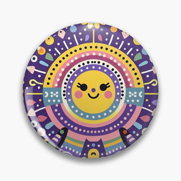 Item preview, Purple Smiling Sun Whimsical Nordic Radiance - Scandinavian Folk Art by heidiannemorris © designed and sold by FOLK ART FUSION by heidiannemorris.