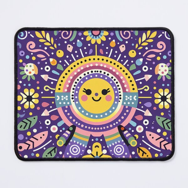 Item preview, Purple Smiling Sun Whimsical Nordic Radiance - Scandinavian Folk Art by heidiannemorris © designed and sold by FOLK ART FUSION by heidiannemorris.