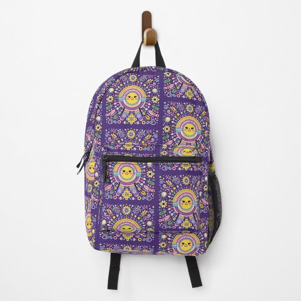 Item preview, Purple Smiling Sun Whimsical Nordic Radiance - Scandinavian Folk Art by heidiannemorris © designed and sold by FOLK ART FUSION by heidiannemorris.