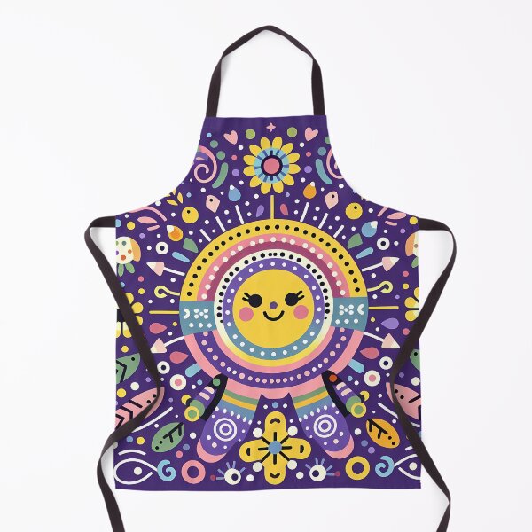 Item preview, Purple Smiling Sun Whimsical Nordic Radiance - Scandinavian Folk Art by heidiannemorris © designed and sold by FOLK ART FUSION by heidiannemorris.