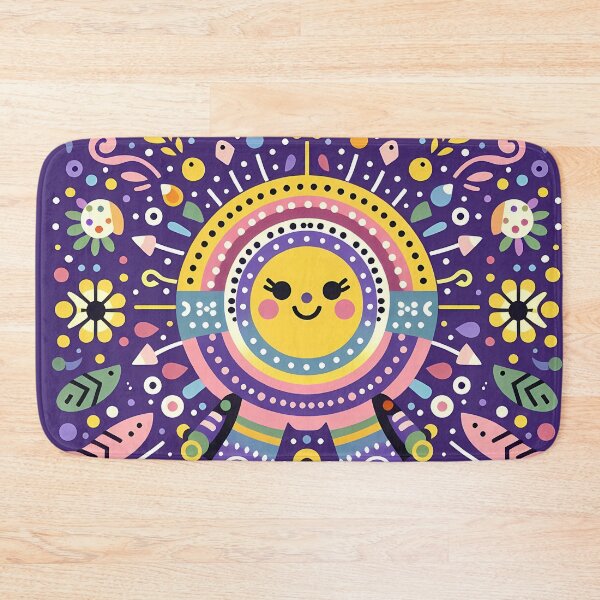 Item preview, Purple Smiling Sun Whimsical Nordic Radiance - Scandinavian Folk Art by heidiannemorris © designed and sold by FOLK ART FUSION by heidiannemorris.