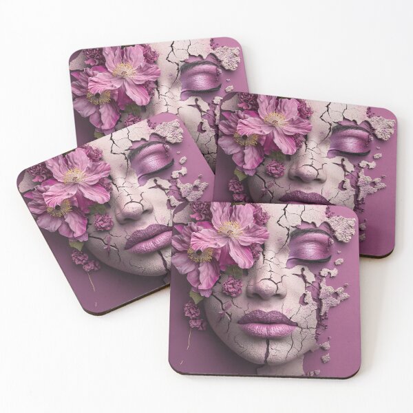 Item preview, Cracked Floral Face Art with Purple Details designed and sold by Artessie.
