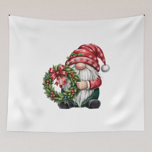 Item preview, christmas gnome with  christmas wreath designed and sold by jkrphoto.