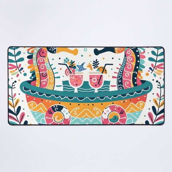 Item preview, Two Sea Horses Enjoying Cocktails in a Tub - Whimsical Animal Art by heidiannemorris © designed and sold by FOLK ART FUSION.