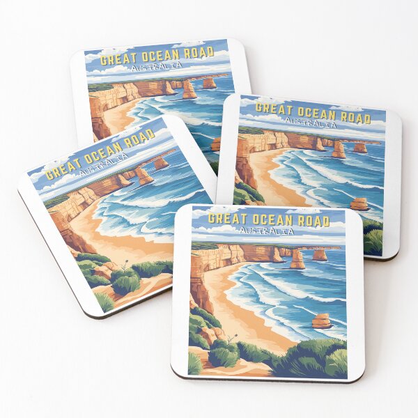 Item preview, Great Ocean Road in Victoria, Australia Retro Art Travel Landscape designed and sold by MaateoDesign.