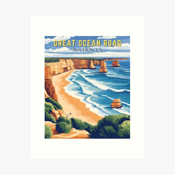 Item preview, Great Ocean Road in Victoria, Australia Retro Art Travel Landscape designed and sold by MaateoDesign.