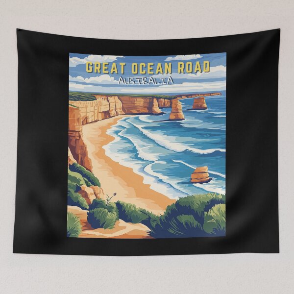 Item preview, Great Ocean Road in Victoria, Australia Retro Art Travel Landscape designed and sold by MaateoDesign.