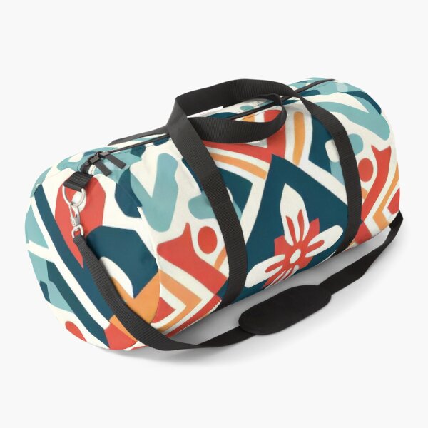 Item preview, Teal Orange Geometric Pattern Vibrant Folk Art Repeat - Scandinavian Folk Art by heidiannemorris © designed and sold by FOLK ART FUSION by heidiannemorris.