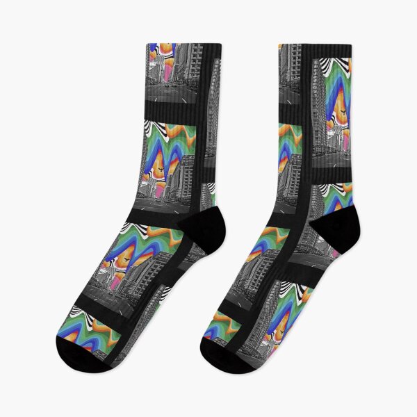Item preview, psychedelic buildings rainbow pride designed and sold by Ratatatts.