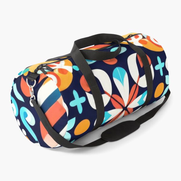 Item preview, Dark Blue Orange Geometric Pattern Intricate Folk Art Repeat - Scandinavian Folk Art by heidiannemorris © designed and sold by FOLK ART FUSION by heidiannemorris.
