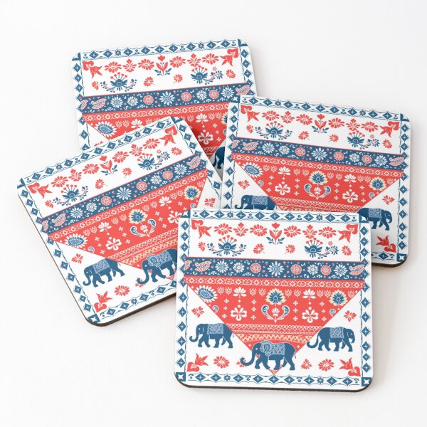 Item preview, Handmade Rajasthani Block Print Bandana Style – Elephant & Floral Cotton Scarf | Boho Ethnic Accessory designed and sold by fusionwears.
