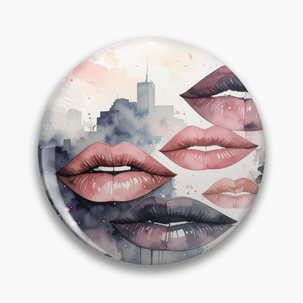 Item preview, Lips kissing mouth watercolor cool - color variant 2 designed and sold by angel-cat-22.