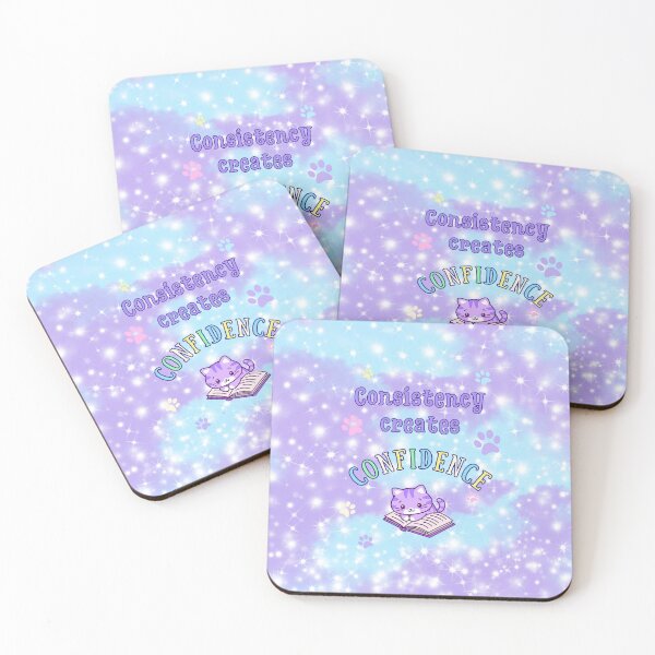 Item preview, Consistency Creates Confidence | Cute Purple Cat Motivational Poster designed and sold by MagicContOasis.