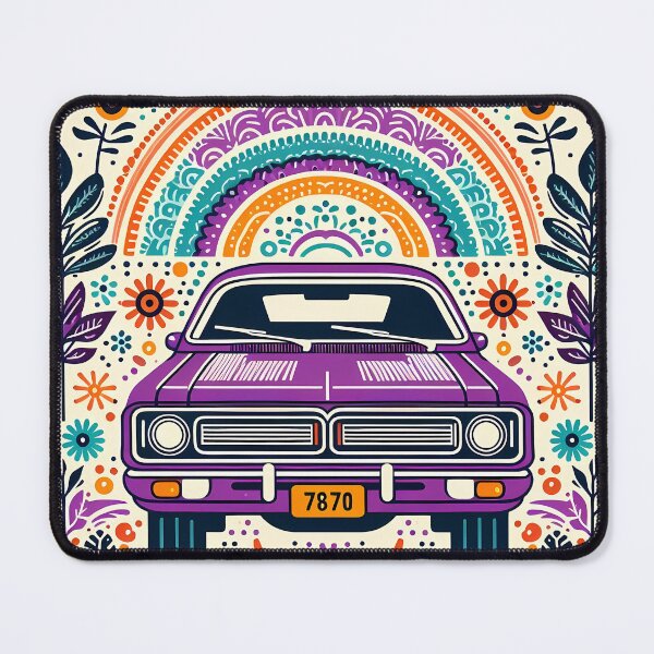 Item preview, ROAD TRIP? Purple Retro Car Whimsical Adventure by heidiannemorris © designed and sold by FOLK ART FUSION.