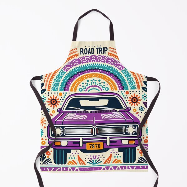 Item preview, ROAD TRIP? Purple Retro Car Whimsical Adventure by heidiannemorris © designed and sold by FOLK ART FUSION.