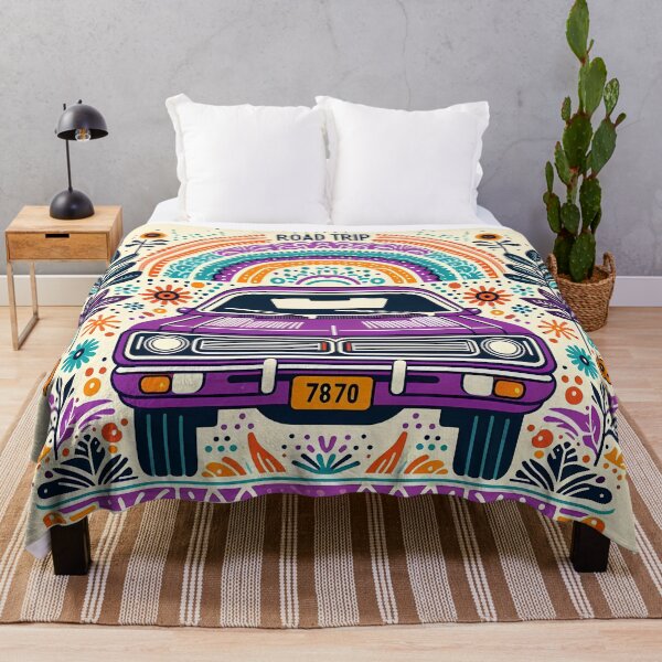 Item preview, ROAD TRIP? Purple Retro Car Whimsical Adventure by heidiannemorris © designed and sold by FOLK ART FUSION by heidiannemorris.