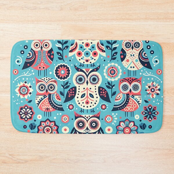 Item preview, Seven Whimsical Owls Folk Art Circle - Scandinavian Folk Art by heidiannemorris © designed and sold by FOLK ART FUSION by heidiannemorris.