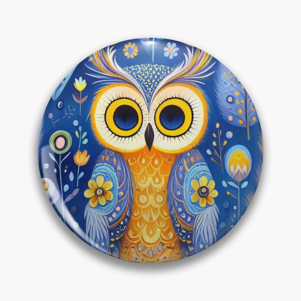 Item preview, Indigo blue Owl and feathers pattern by heidiannemorris designed and sold by FOLK ART FUSION by heidiannemorris.