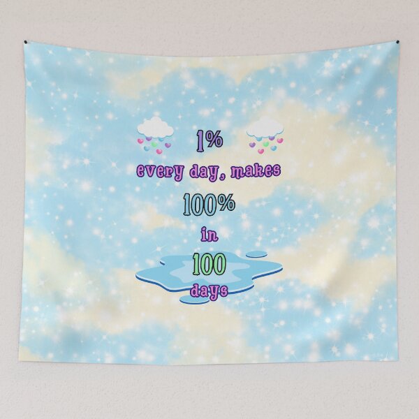 Item preview, 1% Every Day Makes 100% in 100 Days | Motivational Cloud Quote Poster designed and sold by MagicContOasis.