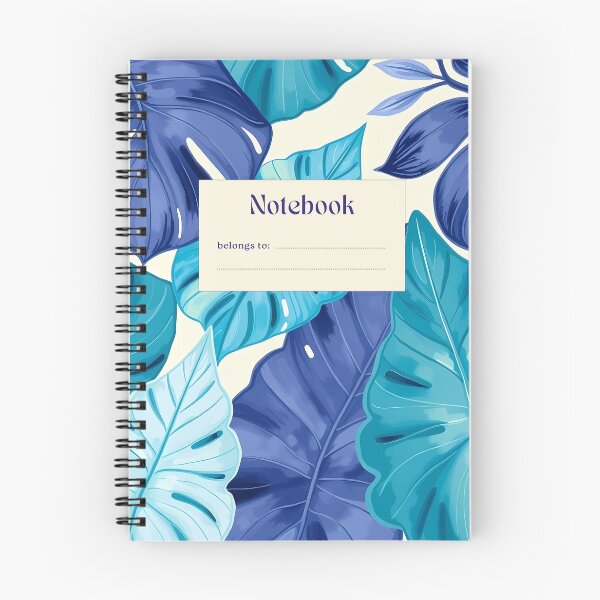 Item preview, Aqua Breeze Notebook – Blue Tropical Leaves Design for Notes & Planning designed and sold by Pandi-makes.