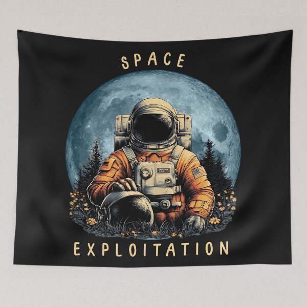 Item preview, Space Exploitation Astronaut Moon Graphic Design designed and sold by MTJ-Mushrooms.