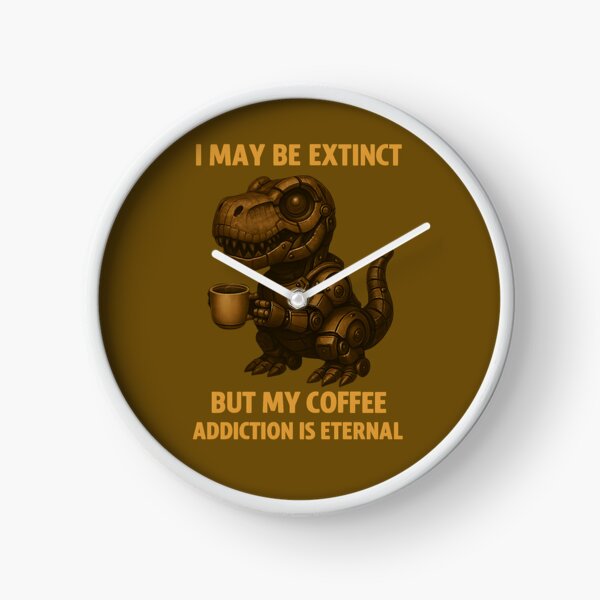 Item preview, T-rex robot holding a coffee mug designed and sold by Tee-Rex-Art.