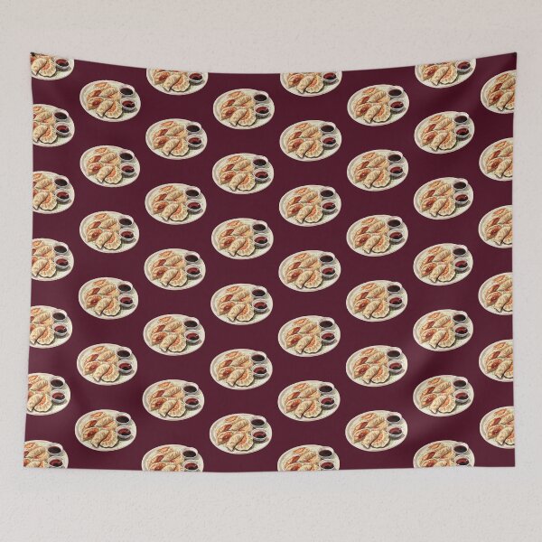 Item preview, Plate of Japanese Pan Fried Dumpling Gyoza With Dipping Sauce designed and sold by Alicia Chee.