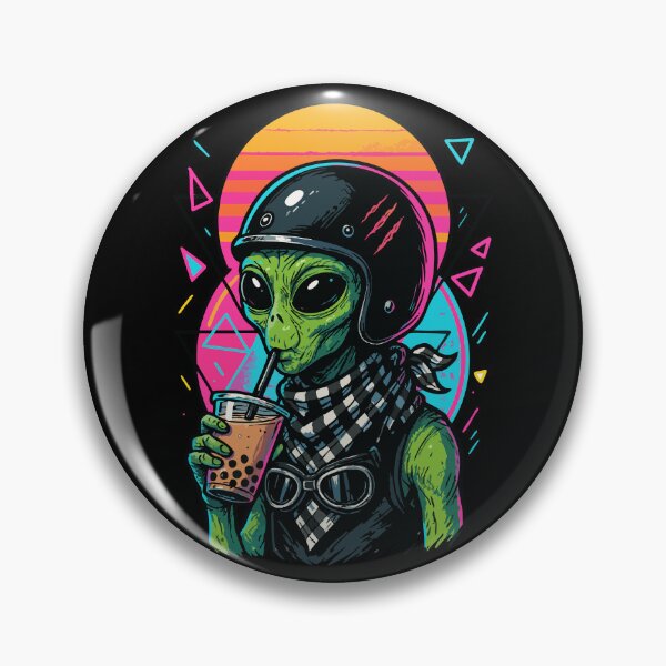 Artikelvorschau, Alien Biker Getränk Boba Tee Vaporwave Retro entworfen und verkauft von TomFrontierArt.