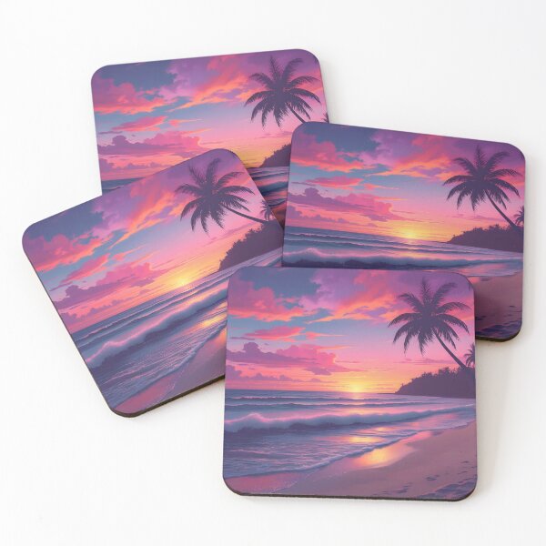 Item preview, A stunning tropical sunset over the ocean with gentle waves designed and sold by JAMESAMORN.