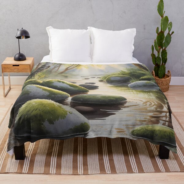 Item preview, Tranquil Forest Stream Watercolor designed and sold by AntiqueWhiteArt.