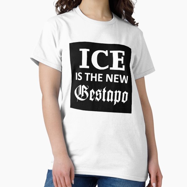 Vista previa del artículo con la obra «ICE es la nueva Gestapo», diseñado y vendido por LeftAF.