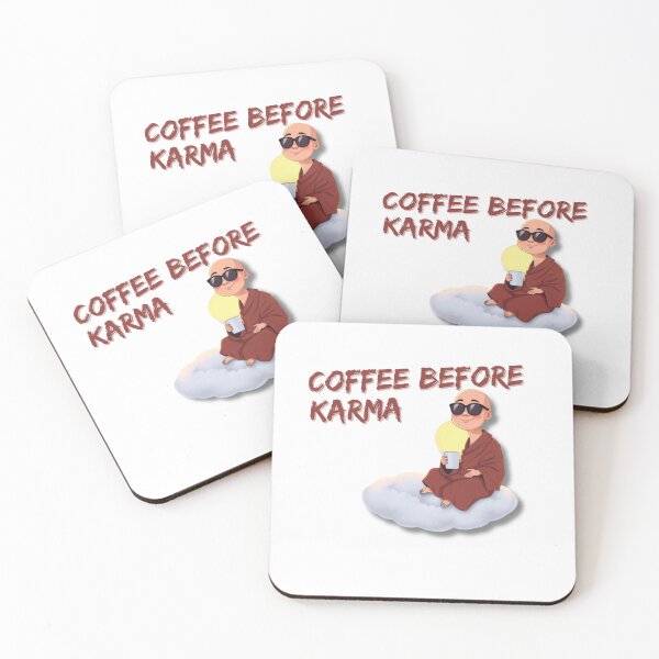 Item preview, Chill Monk Coffee Meme - 'Coffee Before Karma' Himalayan Cloud Art for Mugs & Hoodies designed and sold by fusionwears.