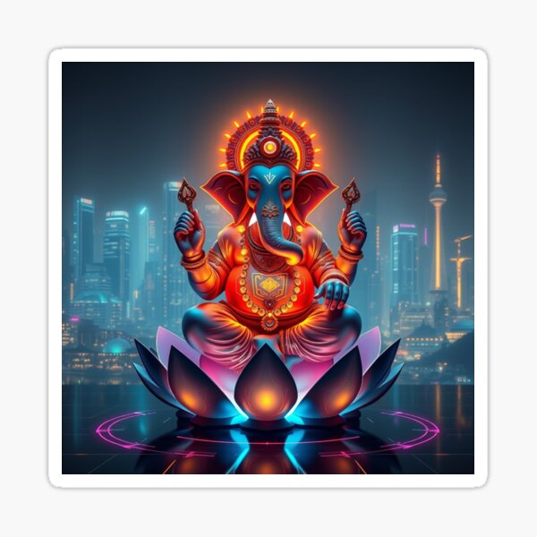 Item preview, Neo Ganesha Glow - Cyberpunk Hindu God Art with Circuit Patterns for Techwear & Phone Cases designed and sold by fusionwears.