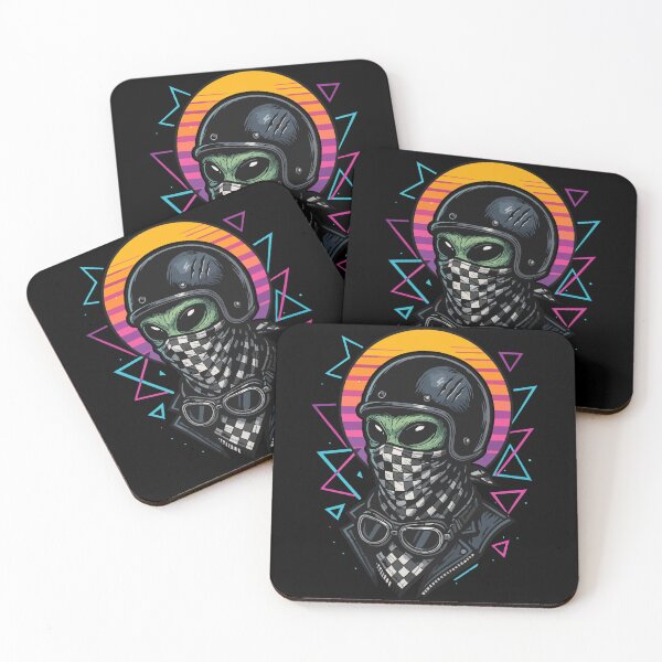 Item preview, Alien Biker Bandit Vaporwave Retro designed and sold by TomFrontierArt.