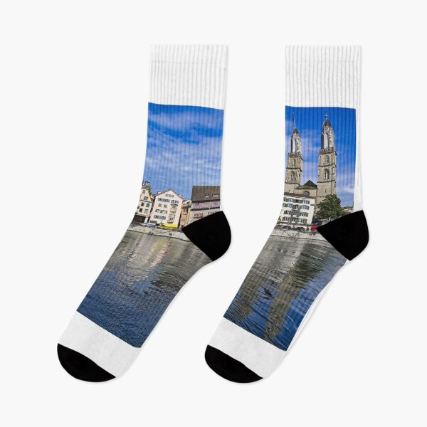 Item preview, Old town Zurich center with Grossmunster churh and river Limmat, Switzerland designed and sold by goceris.