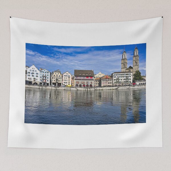 Item preview, Old town Zurich center with Grossmunster churh and river Limmat, Switzerland designed and sold by goceris.