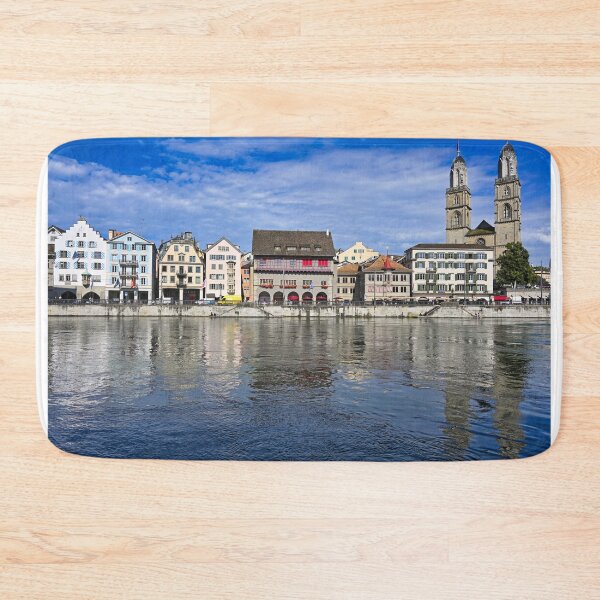 Item preview, Old town Zurich center with Grossmunster churh and river Limmat, Switzerland designed and sold by goceris.