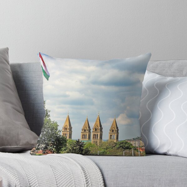 Item preview, Fortress tower with Hungarian flag and the Cathedral of Pecs, Hungary designed and sold by goceris.
