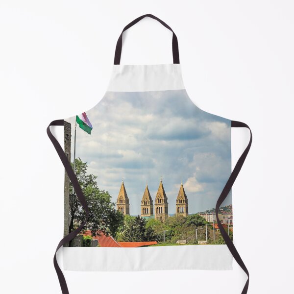 Item preview, Fortress tower with Hungarian flag and the Cathedral of Pecs, Hungary designed and sold by goceris.