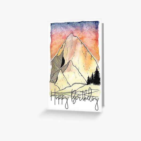 Item preview, Happy Birthday Greeting Card Mountain Climbing Hiking Watercolour designed and sold by hyperdesignshop.