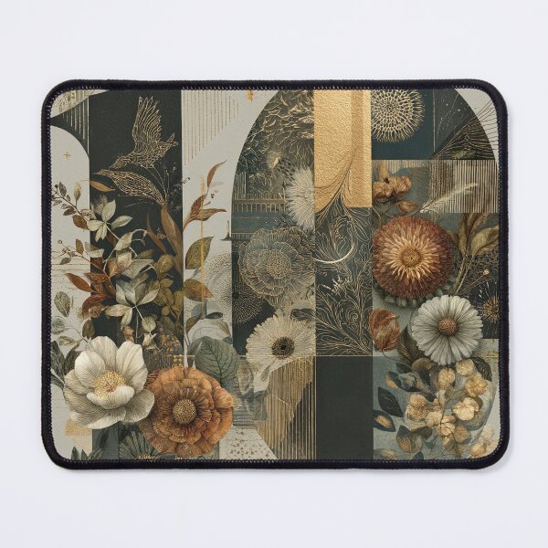 Item preview, Modern Geometric Floral Collage in Gold designed and sold by luminumance.